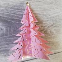 10 Origami Tannenbäume aus Papier rosa-gold Weihnachten, Advent, Fest, zum Hinstellen und Aufhängen Bild 4