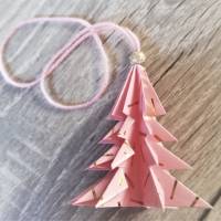 10 Origami Tannenbäume aus Papier rosa-gold Weihnachten, Advent, Fest, zum Hinstellen und Aufhängen Bild 5