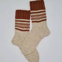 Gestrickte dickere Socken in creme braun, Gr. 38/39, Stricksocken aus 6 fach Sockenwolle, la piccola Antonella Bild 4