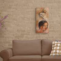 SILENT GUARDIAN - Gemälde mit fliegender Schleiereule und Gesicht auf Galeriekeilrahmen 30cmx60cmx3,5cm Bild 4