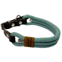 Hundehalsband, Tauhalsband, verstellbar, seegrün, Verschluss mit Leder und Schnalle, edel und hochwertig Bild 1