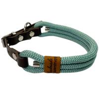 Hundehalsband, Tauhalsband, verstellbar, seegrün, Verschluss mit Leder und Schnalle, edel und hochwertig Bild 5