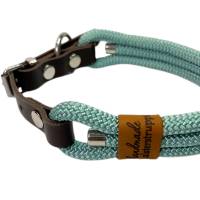 Hundehalsband, Tauhalsband, verstellbar, seegrün, Verschluss mit Leder und Schnalle, edel und hochwertig Bild 6