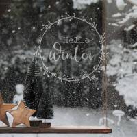 Fenstersticker Türsticker "Hello Winter" Hallo Winter mit Schneeflocken, Weihnachtsdeko auch für Glastüren geeig Bild 2
