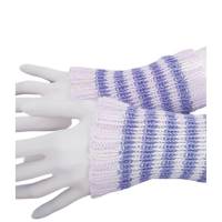 Pulswärmer 100 % Merino-Wolle handgestrickt weiß eisblau gestreift - Damen - Einheitsgröße - Modell 55 Bild 4
