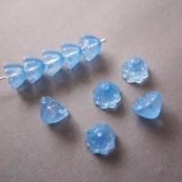 10x Glas Perlen Lotus 10,5 mm x 8 mm Hellblau Bild 1