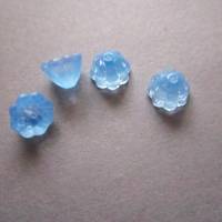 10x Glas Perlen Lotus 10,5 mm x 8 mm Hellblau Bild 3