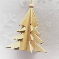 6 Origami Tannenbäume aus Faltpapier "Merry Christmas" Weihnachten, Advent, Fest, Anhänger Bild 4
