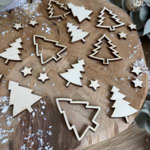 Streudeko Weihnachten Tannenbäume Sterne / Tischdekoration Winter Advent Bild 1