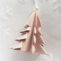 6 Origami Tannenbäume aus Faltpapier "Noten-beige" Weihnachten, Advent, Fest, Anhänger Bild 3