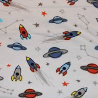 14,30 EUR/m Jersey Weltall Raketen Sterne auf hellgrau Baumwolljersey Bild 5