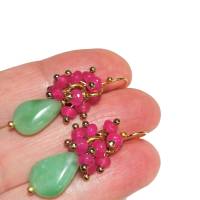 Ohrringe Aventurin grün mit pink Achat Traube facettiert colourblocking cluster Bild 3