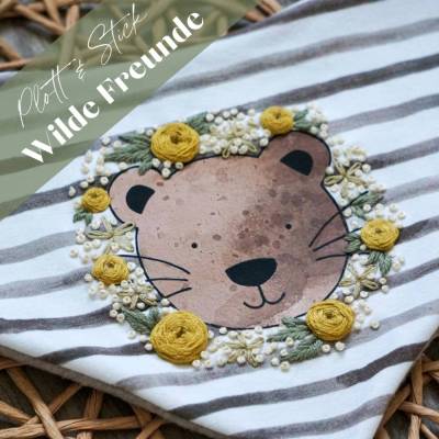 Plott & Stick Wilde Freunde mit Giraffe, Elefant, Krokodil, Vogel, Löwe & Tiger