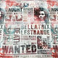 Harry Potter Stoff - Bellatrix Lestrange - weißgrundig - Zeitung - 13,00 EUR/m - 100% Baumwolle - Lizenzstoff Bild 1