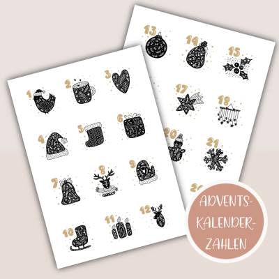 Adventskalenderzahlen zum Ausdrucken, Adventskalender basteln, DIY Adventskalender