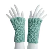 Pulswärmer 100 % Merino-Wolle handgestrickt mintgrün oder Wunschfarbe - Damen - Einheitsgröße - Modell 6 Bild 1