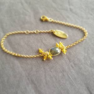 goldenes Armband mit Labradorit und gelben Kristallen, Silber vergoldet Bild 3
