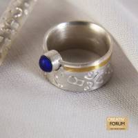 Ring „Cleo“  – gefertigt in 935 Silber mit Feingold-Belötung und Lapislazulie Bild 1