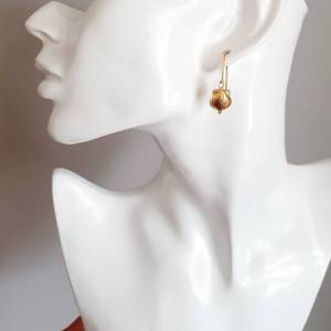 hängende Ohrringe Muschel Gold, Jakobsweg, echt Silber vergoldet, Bild 6