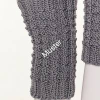 Pulswärmer 100 % Merino-Wolle handgestrickt schwarz - Damen - Einheitsgröße - Modell 17 Bild 4
