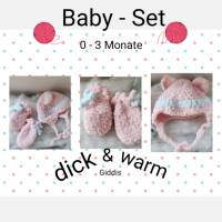 Baby-Set, Mütze und Handschuhe, dick& warm, rosa Bild 1