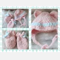 Baby-Set, Mütze und Handschuhe, dick& warm, rosa Bild 2