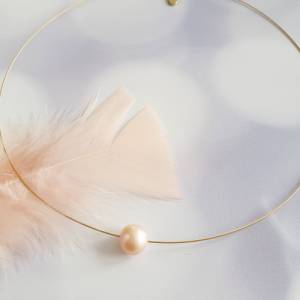 filigrane minimalistische Goldkette mit Perle, kurze schlichte Halskette Bild 3