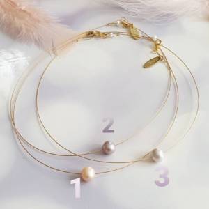 filigrane minimalistische Goldkette mit Perle, kurze schlichte Halskette Bild 6