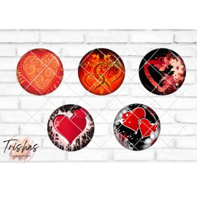 Glas Cabochon mit Motiv Valentinstag, Fotocabochon, Handmade Cabochon, verschiedene Größen, Motivcabochon