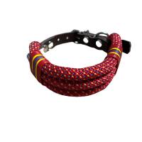Hundehalsband, Tauhalsband, verstellbar, rot, petrol, gelb, Verschluss mit Leder und Schnalle, edel und hochwertig Bild 2