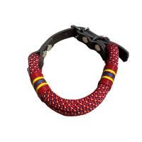 Hundehalsband, Tauhalsband, verstellbar, rot, petrol, gelb, Verschluss mit Leder und Schnalle, edel und hochwertig Bild 3