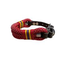Hundehalsband, Tauhalsband, verstellbar, rot, petrol, gelb, Verschluss mit Leder und Schnalle, edel und hochwertig Bild 4