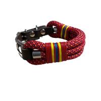 Hundehalsband, Tauhalsband, verstellbar, rot, petrol, gelb, Verschluss mit Leder und Schnalle, edel und hochwertig Bild 5