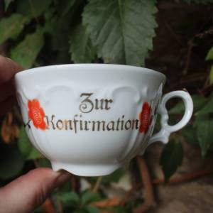 antike Sammeltasse "Zur Konfirmation" Spruchtasse Konfirmationstasse Kaffeetasse 1920er Jahre Bild 5