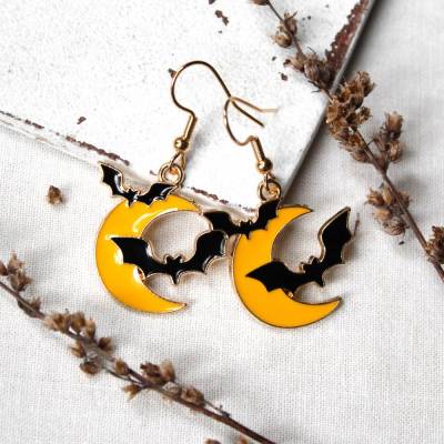Fledermäuse mit Mond • Ohrringe gold | Ohrschmuck