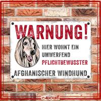 Hundeschild WARNUNG! mit Afghanischem Windhund, wetterbeständiges Warnschild Bild 2