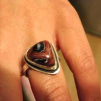 Ring, handgeschmiedet in 925er Silber mit wunderschönem dreieckigem Jaspis Stein Bild 6