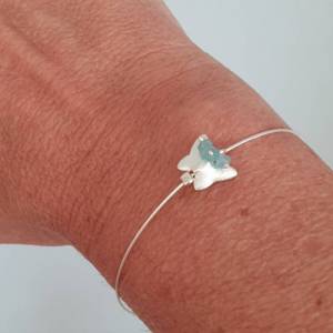 Armband Silber mit Schmetterling, Perle, Edelstein Apatit, minimalistisch Bild 4