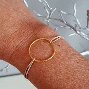 Armband mit Kreis, elastisches Armband, AhaSchmuck,Armband mit Ring in Gold,zartes Armband Modul,Armband mit Element,Arm Bild 2