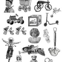 Reispapier - Motiv Strohseide - A4 - Decoupage - Vintage - Spielzeug - 19589 Bild 1