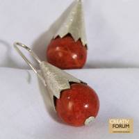 herbstliche Ohrhänger „Wurzelkoralle“  925 Silber Ohrbügel und Käppchen, Bild 5