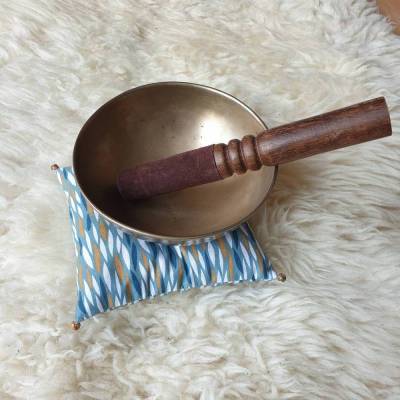 Klangschalenkissen „BLÄTTCHEN“  * für Meditation / Yoga * Multicolor* mit Bio-Dinkelspelz Füllung * Mint *