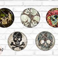 Glas Cabochon mit Motiv Totenkopf Pirat Skull, Fotocabochon, Handmade Cabochon, verschiedene Größen, Motivcabochon Bild 1