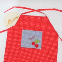 Kinderschürze rot grau Kirsche mit Namen personalisiert / Schürze für Kinder / Kochschürze / Backschürze Bild 4