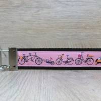 Schlüsselband Fahrrad -Geschenk Kinder-kleines Geschenk-Schlüsselanhänger Velo-Anhänger Tandem-pink schwarz-Geburtstag Bild 2