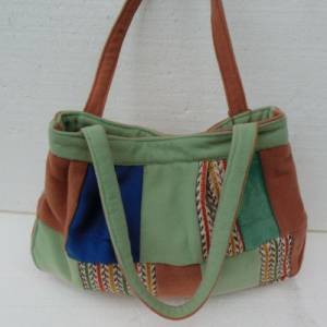 Hand tasche , grüne Woll handtasche , Patchworktasche Bild 9