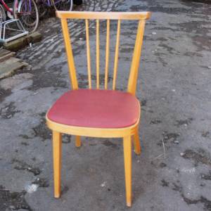 1 von 4 Stuhl mit rotem Kunststoff Bezug Retro Küche 50er Jahre Vintage West Germany Bild 1