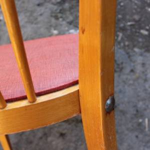 1 von 4 Stuhl mit rotem Kunststoff Bezug Retro Küche 50er Jahre Vintage West Germany Bild 5