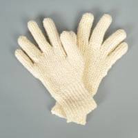 Finger-Handschuhe Wolle handgestrickt naturweiß Teenie/Damen Bild 1