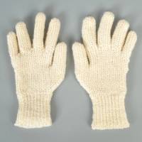 Finger-Handschuhe Wolle handgestrickt naturweiß Teenie/Damen Bild 2